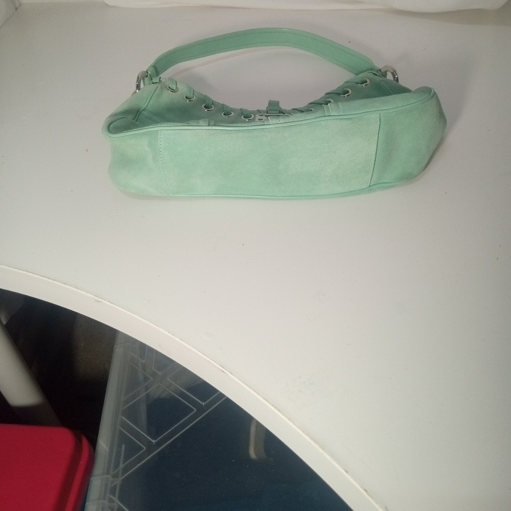 NWOT Mint Green Suede Shoulder Bag By Sergio Rossi - Picture 4 of 11